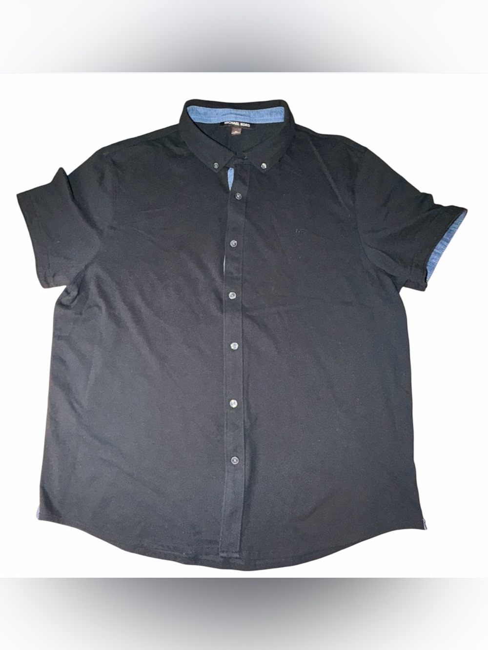 🔥 Michael Kors Men’s Button Down Short Sleeve Cotton Poly Blend Shirt Sz XL 🔥